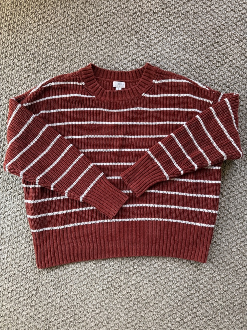 Rust Striped Crewneck Sweater